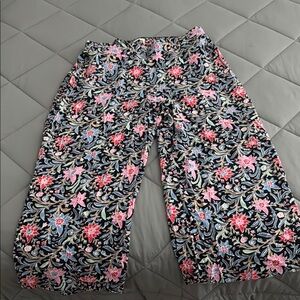 LOFT Black and Pink Wide Leg Pants